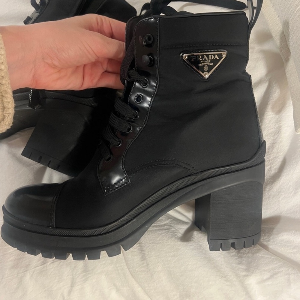Prada Women's Black Lace-Up Boots - Picture 2 of 6